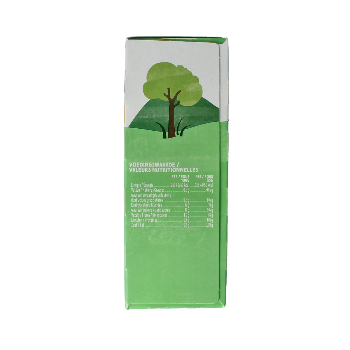 Zonnatura Knijpfruit appel-aardbei bio, 4-pack, fresh juice pouches with images of apples and strawberries on the packaging