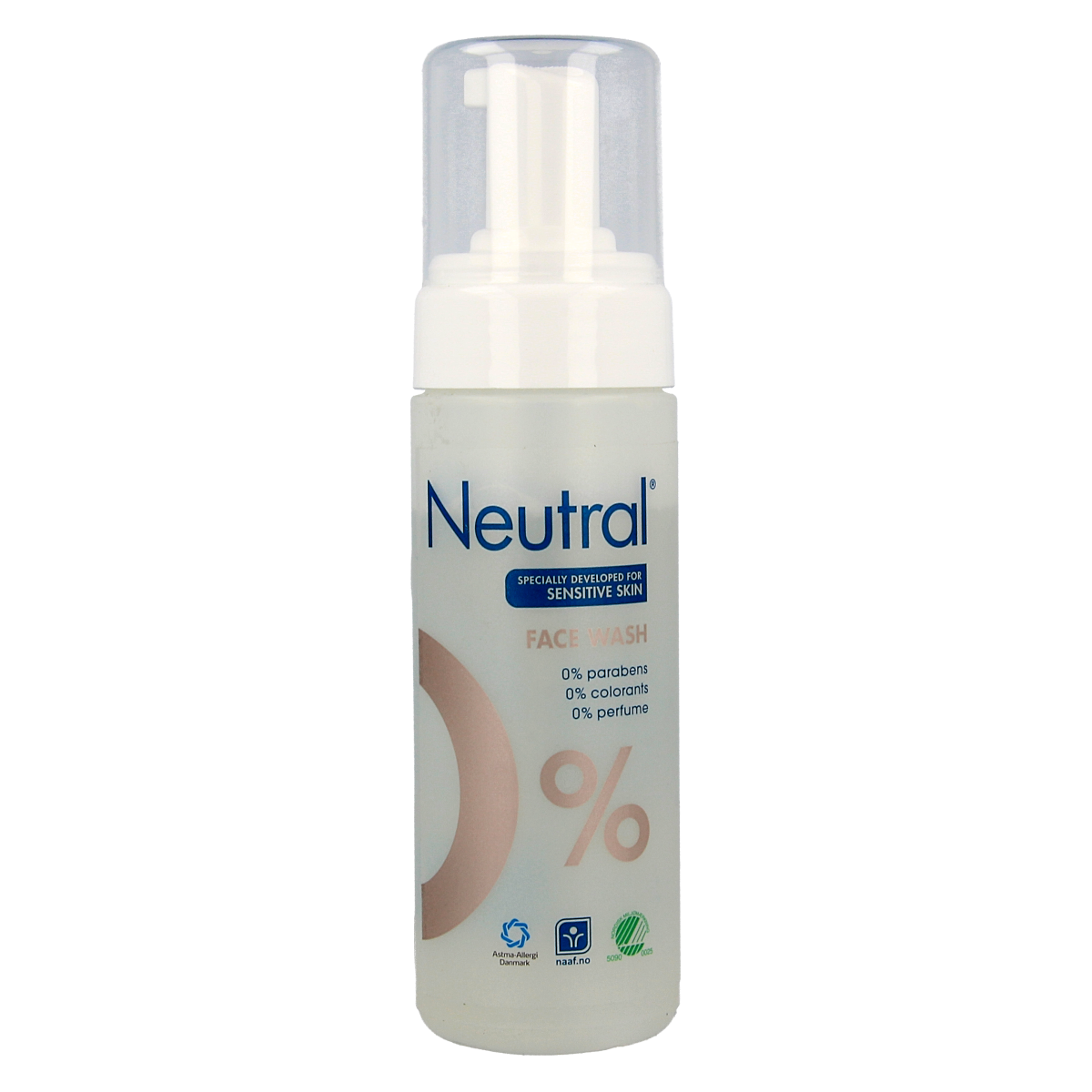Neutral Face Wash Lotion 150ml in a clear pump bottle, gentle facial cleanser for daily skin care.