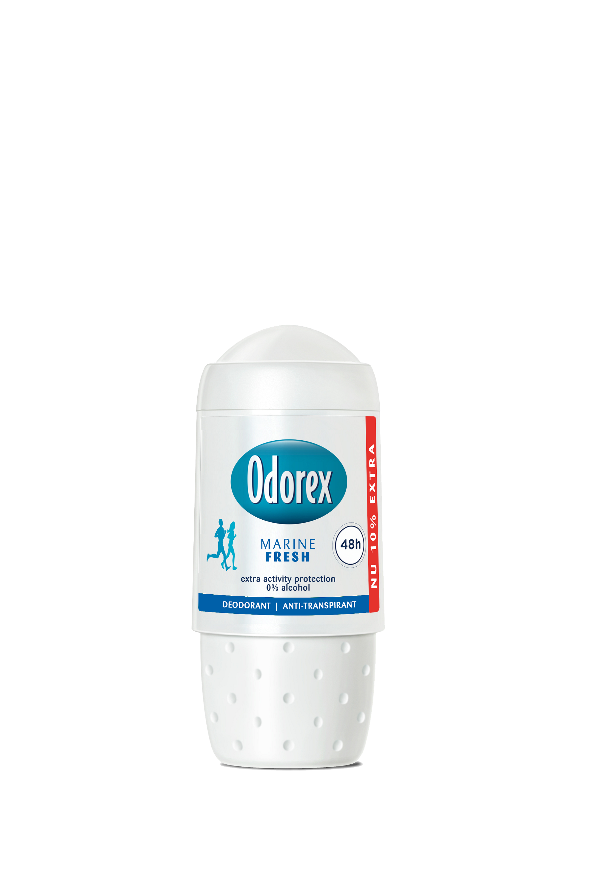 Odorex Body Heat Responsive Deodorant roller with marine fresh scent in 55ml bottle, designed for sensitive skin.