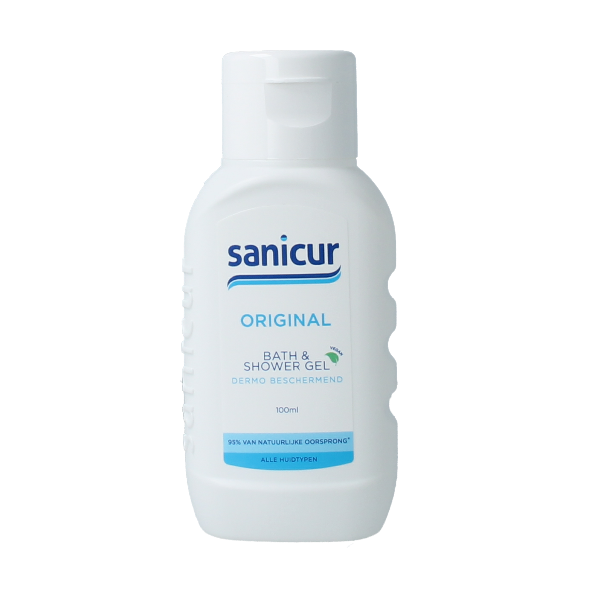 Sanicur Original shower gel mini 100ml, mild bad en douche with gentle cleansing and refreshing scent, in a compact bottle.