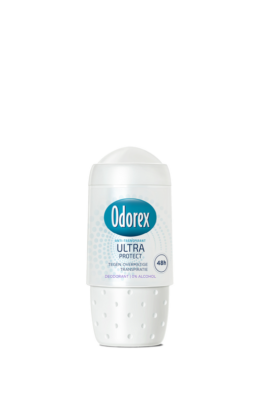 Odorex Ultra Protect Deodorant Roller, 50ml bottle with clear cap and white label, designed for daily body odor protection.