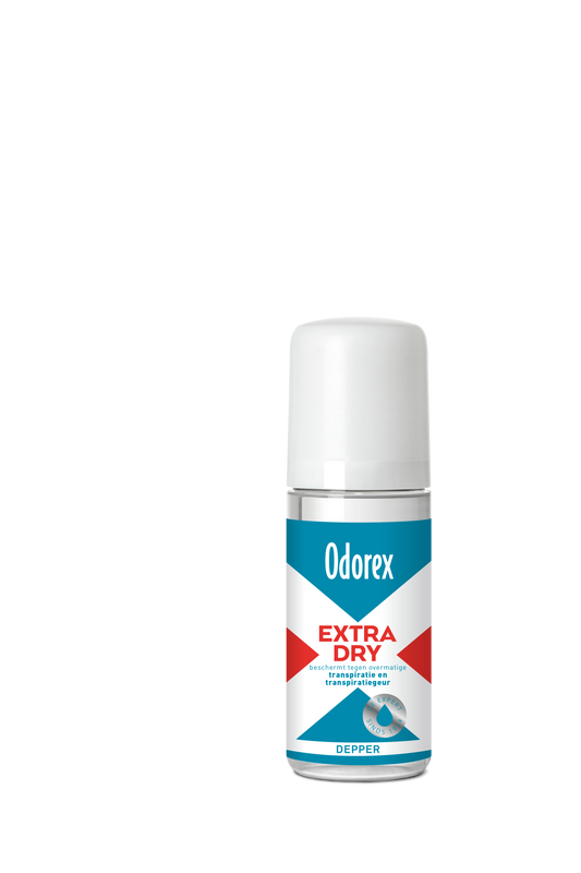 Odorex Extra Dry Deodorant 50ml bottle with clear cap and label, designed for long-lasting freshness and odor control.