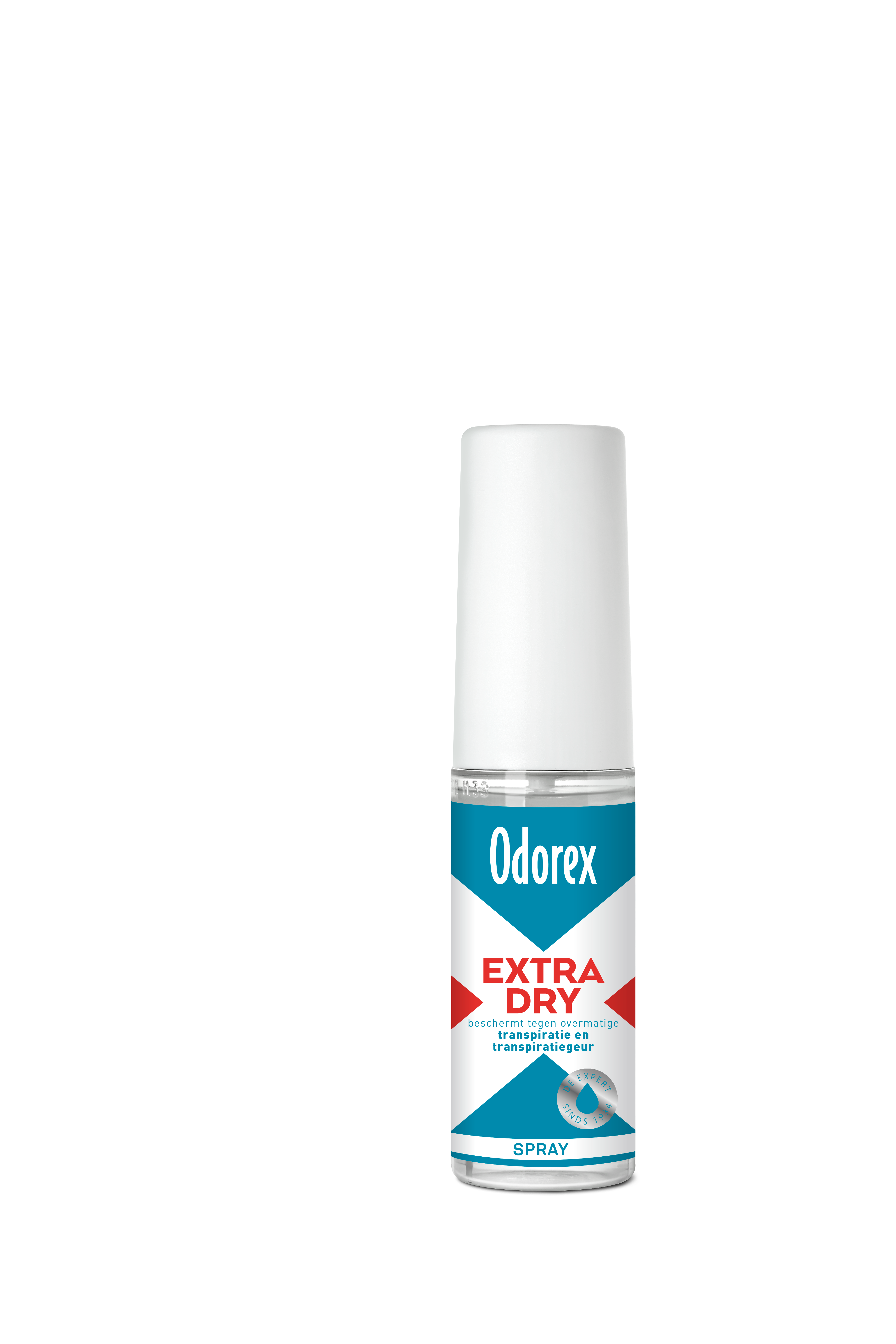 Odorex Extra Dry deodorant spray in 30ml bottle, featuring a sleek design and spray nozzle for easy application.