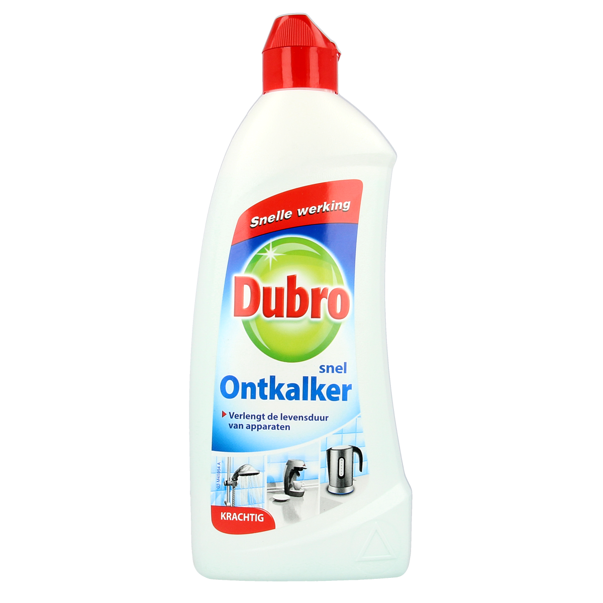 Dubro snel ontkalker schoonmaakartikel in 500ml spray bottle, used for descaling and cleaning appliances.