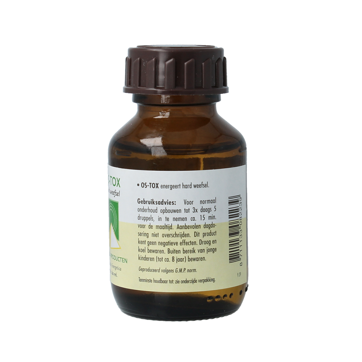 Vita Os tox herbal supplement bottle, 60ml, from Vita Kruidenpreparaten line, with green and white packaging and product label.