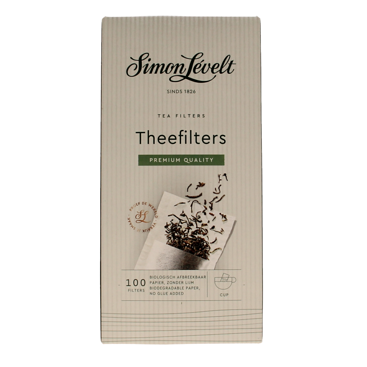 Simon Levelt coffee and tea filter paper, 1 cup size, with 100 disposable paper filters for brewing tea or coffee.