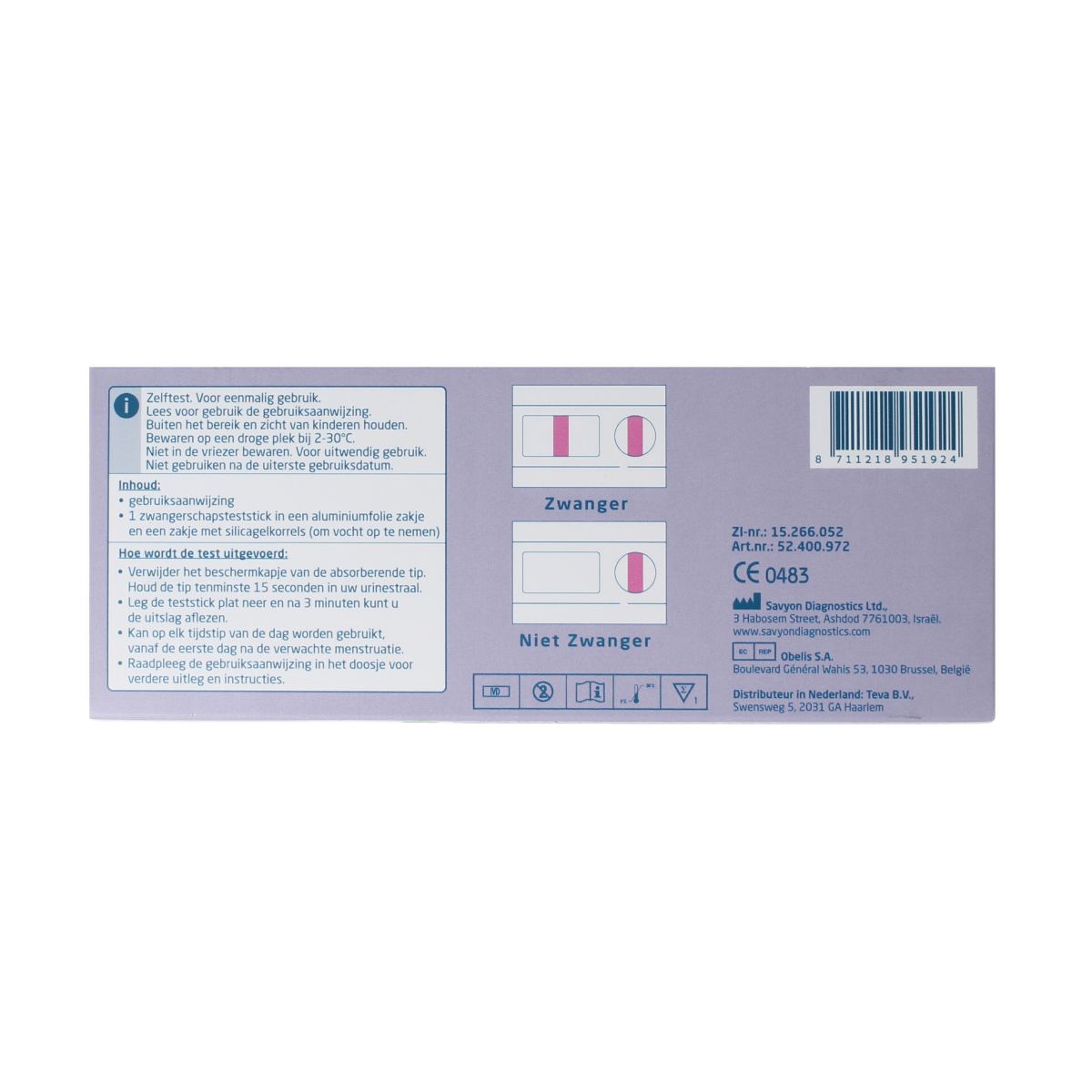 Teva Zwangerschapstest ultra gevoelig, zelftest voor zwangerschap, één stuk, gezondheids- en testset product