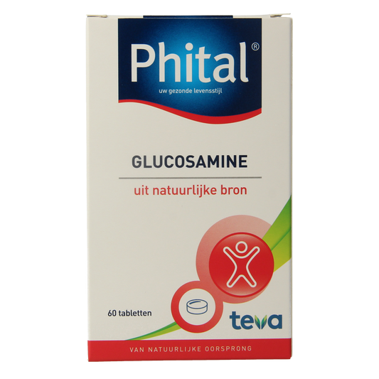 Phital Glucosamine mineral tablets in bottle, 60 count, supporting joint health and mobility.