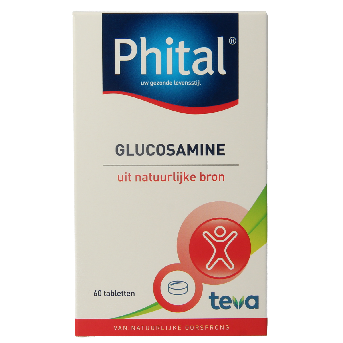 Phital Glucosamine mineral supplement in a bottle of 60 tablets, suited for joint health and mineral support.