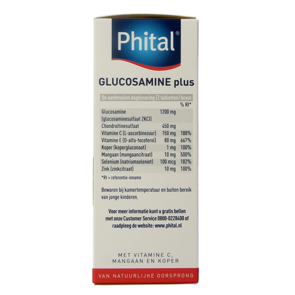 Phital Glucosamine plus mineral tablets, 60 count, showing the supplement bottle with tablets inside.