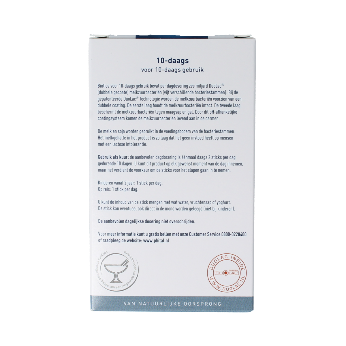 Phital Biotica 10-day micro-organism sachets in a box, showing 20 sachets for gut health and probiotic support.