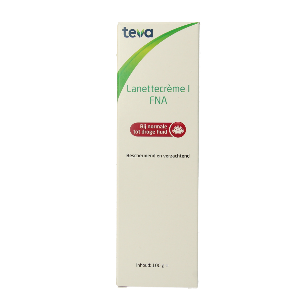 Teva Lanettecreme FNA body care cream in a 100g container, with a smooth, light texture and creamy consistency.