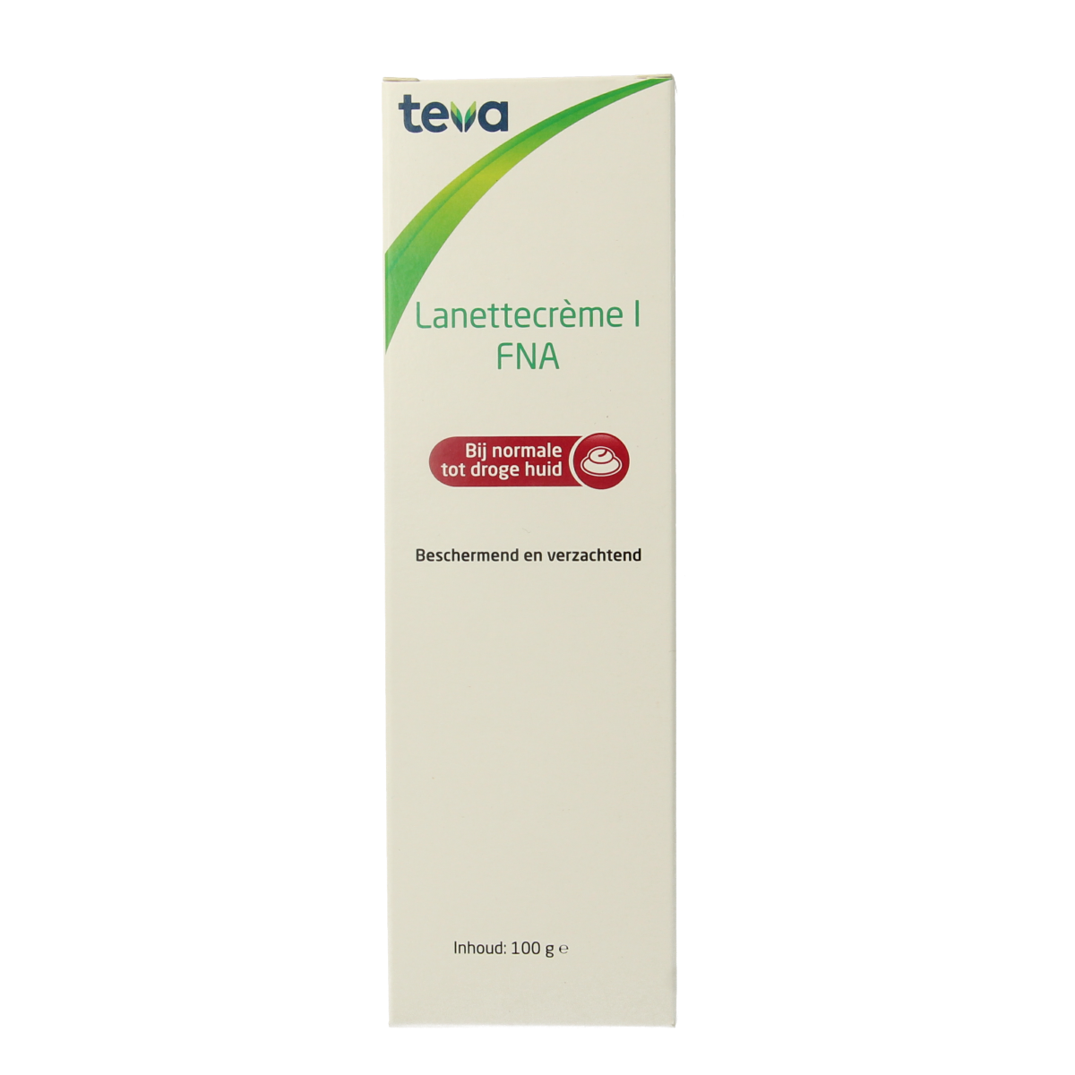 Teva Lanettecreme FNA 100g body care product, creamy lotion in a white container, designed for skin nourishment and hydration.
