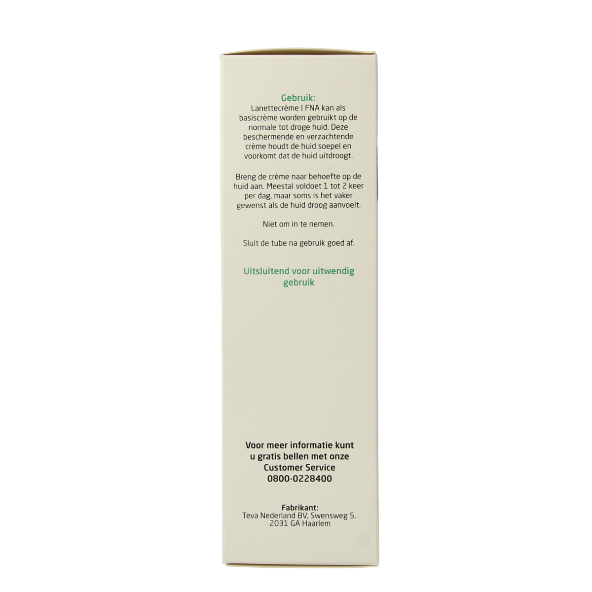 Teva Lanettecreme FNA 100g body care product in a white jar with a screw-on lid, displayed against a plain background.