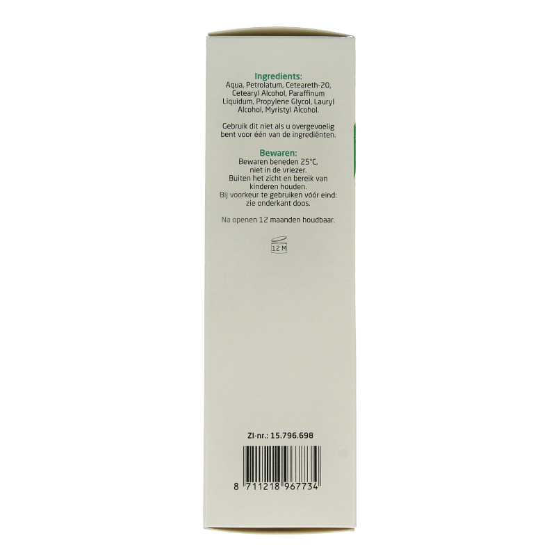 Teva Vaselinecetomacrogolcreme FNA 100g body care cream in a white jar with a blue lid.