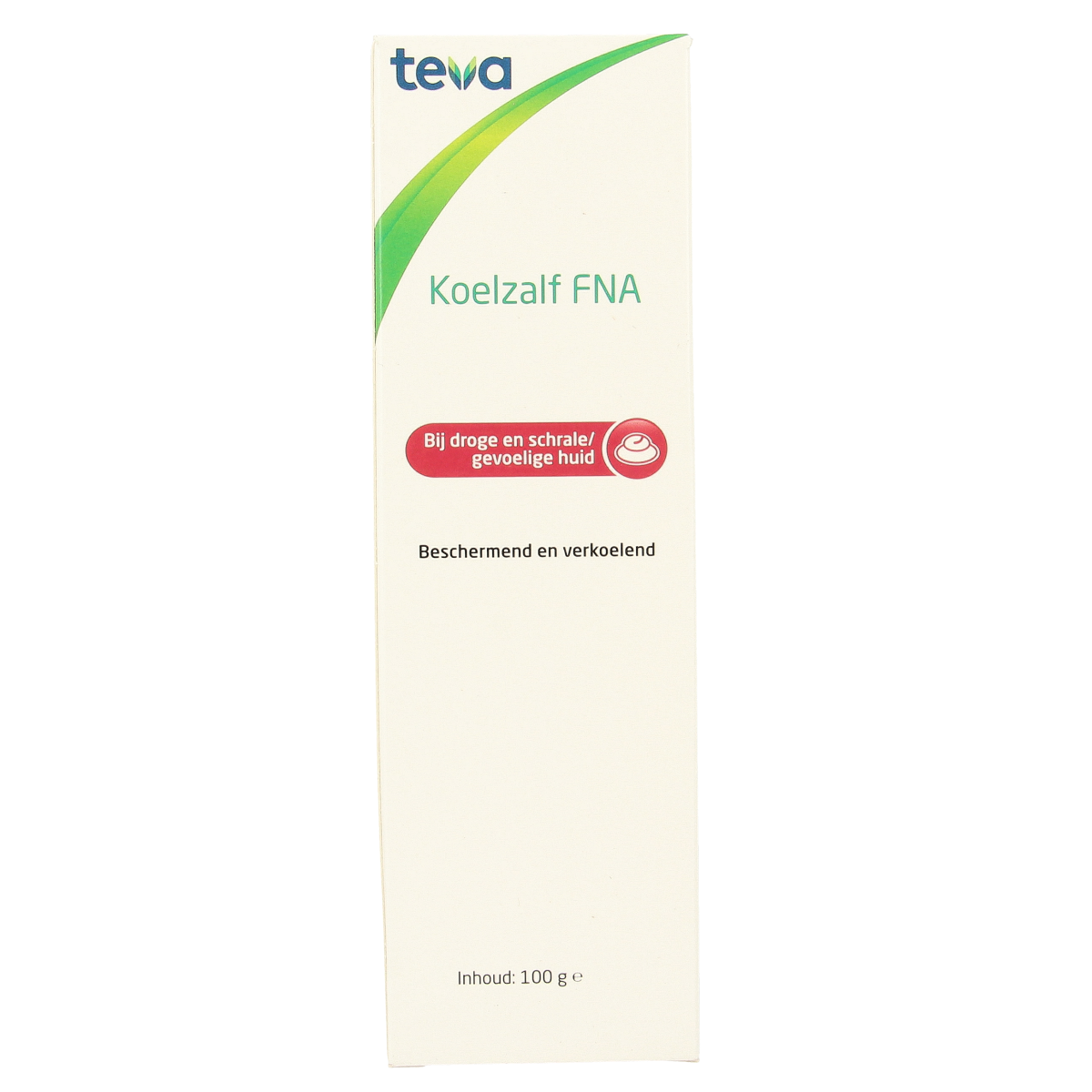 Teva Koelzalf FNA 100g body care cream in a tube, designed for soothing and moisturizing skin.