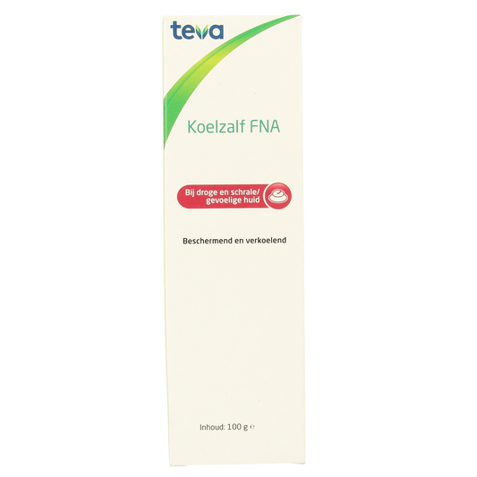 Teva Koelzalf FNA 100g body care cream in a tube, designed for soothing and moisturizing skin.