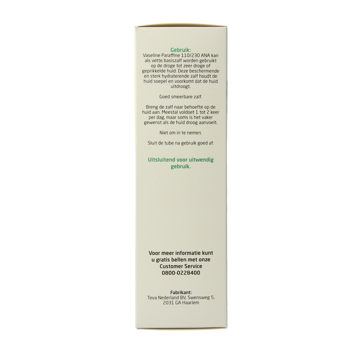 Teva Vaseline paraffin balm for body care, 100 grams, smooth texture, used for skin moisturizing and protection.