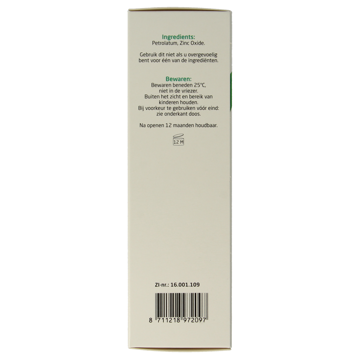 Teva Zinkoxidezalf 10% lichaamsverzorging in 100g tube, zinc oxide skin treatment for irritation and skin care.