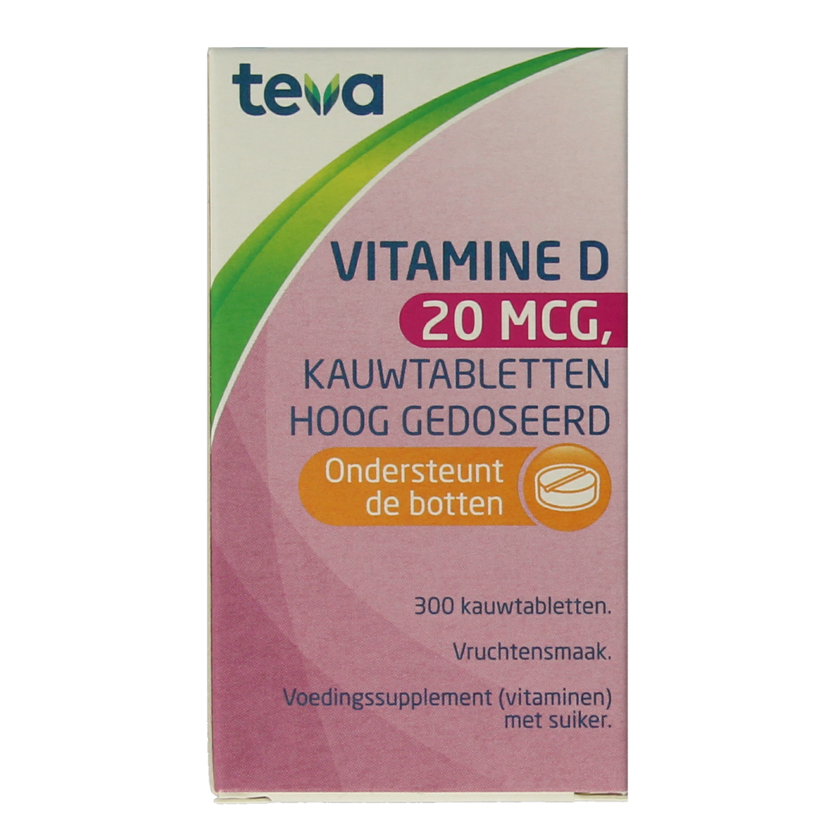 Teva Vitamin D 20 mcg (800 IU) supplement bottles, showing tablets and packaging for daily vitamin intake.