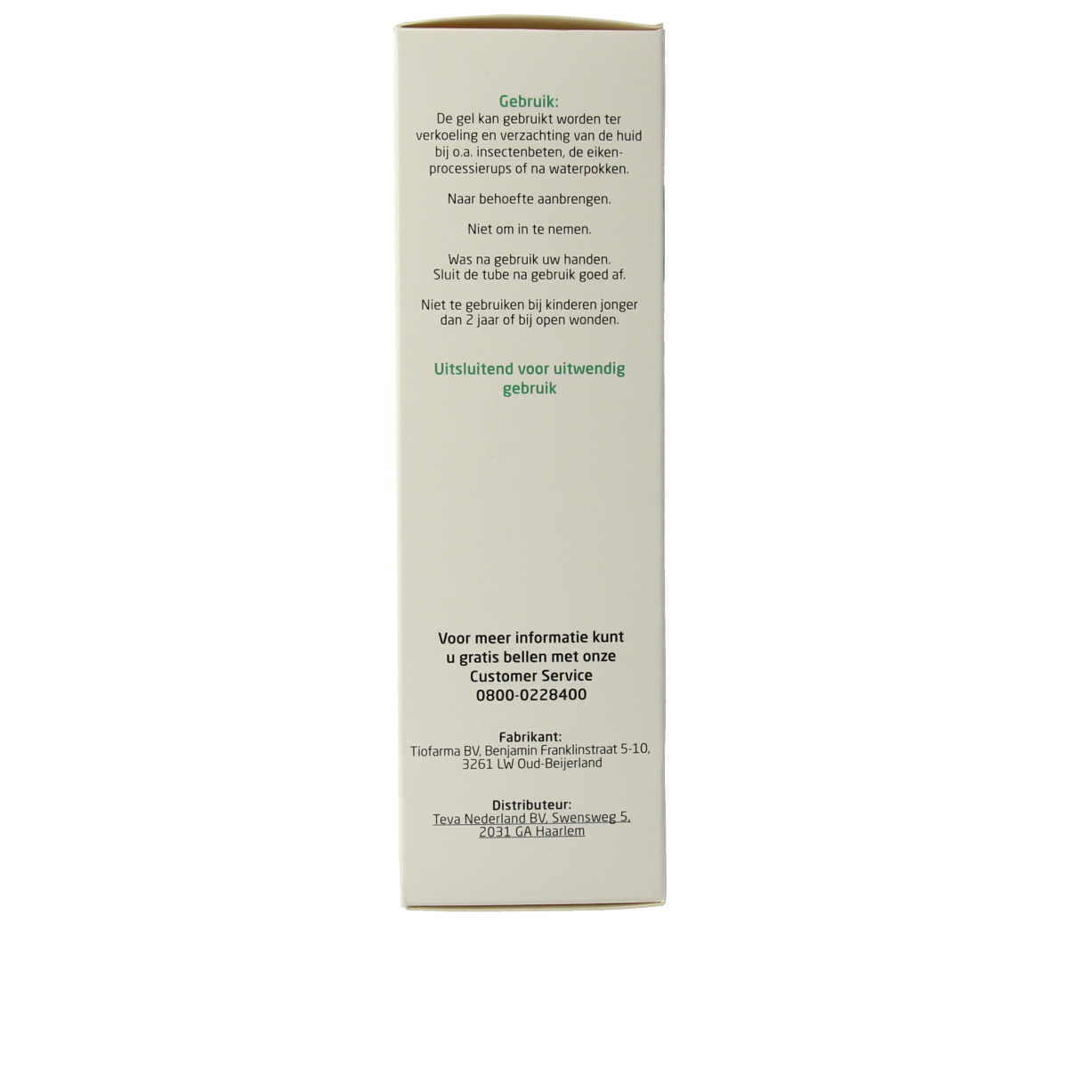 Teva Levomenthol koelgel 1% in 100g tube, soothing body care product with menthol for cooling relief.