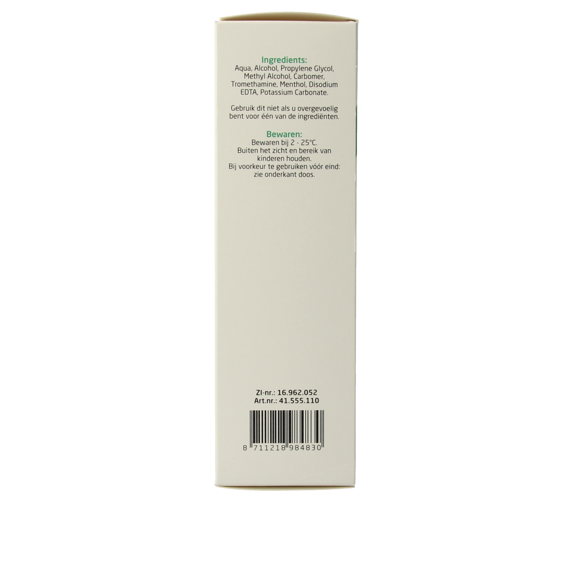 Teva Levomenthol koelgel 1% in a 100g tube, used for body care, showing the gel and packaging.