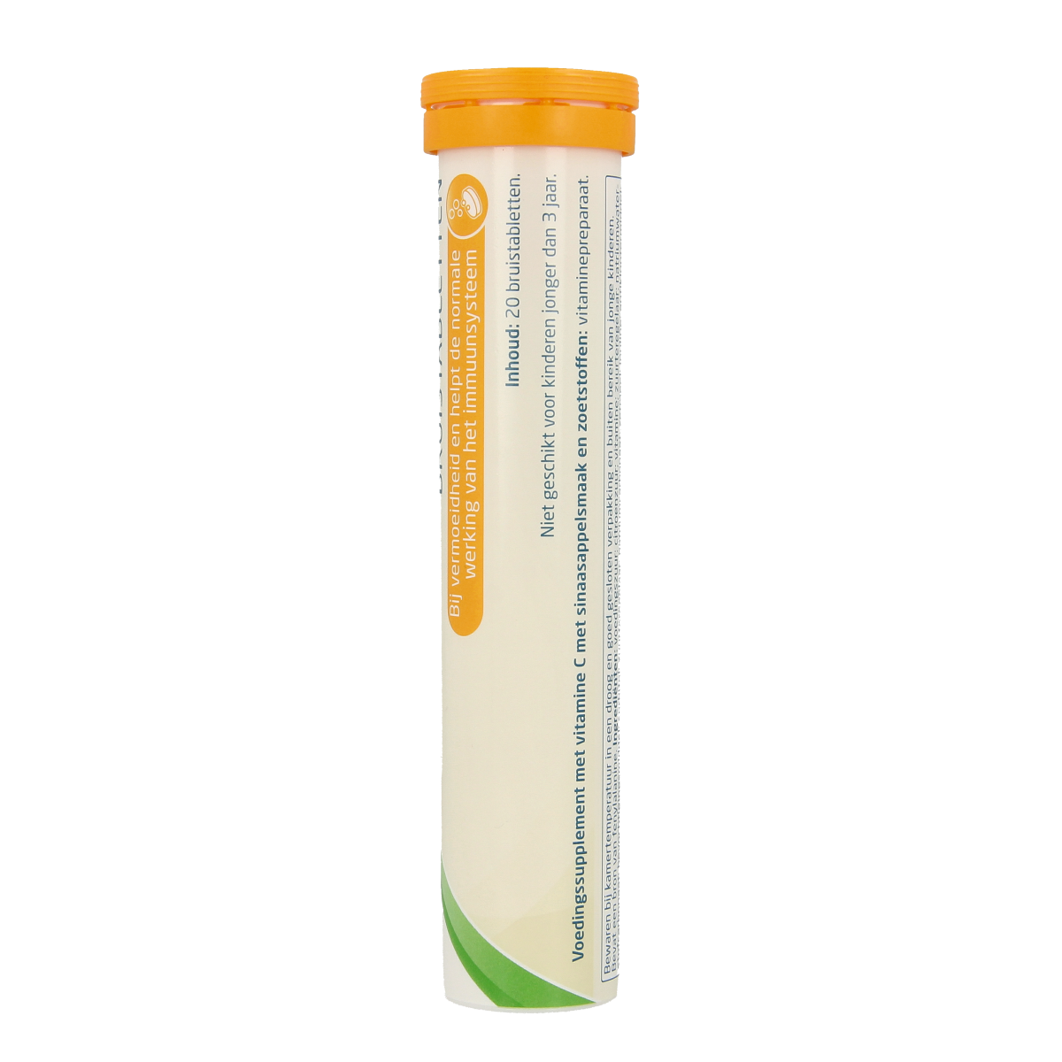 Teva vitamine C 1000mg bruistabletten in a blister pack, showing 20 tablets with orange flavor and packaging.