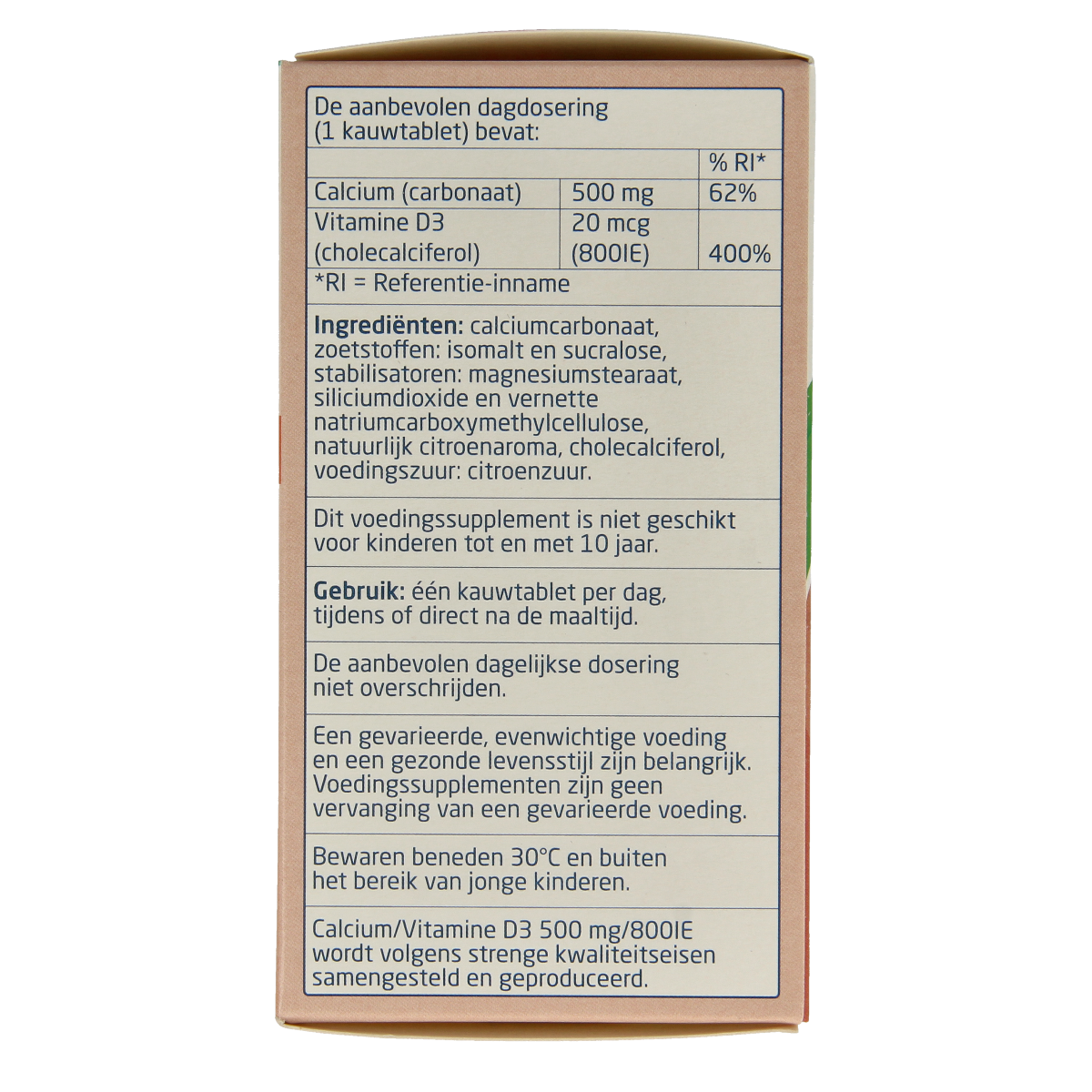 Teva Calcium and Vitamin D chewable tablets, 90 count, dietary supplement with 500mg calcium and 800IU vitamin D for bone health