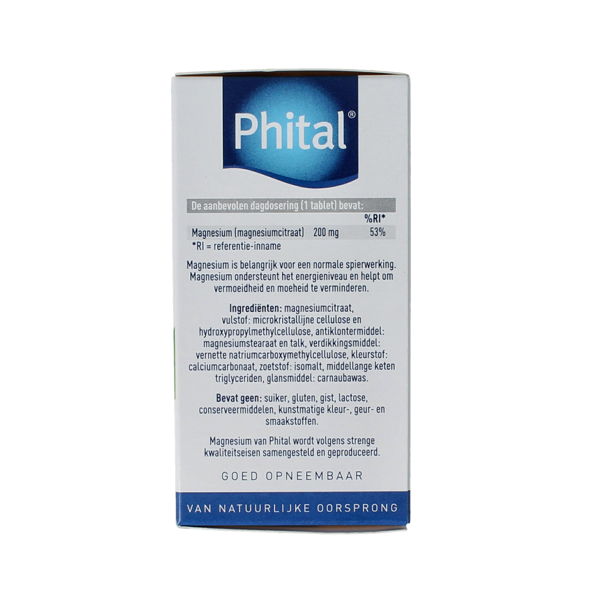 Phital Magnesium 200mg dietary supplement tablets, 60 count, natural mineral supplement for muscle and nerve support