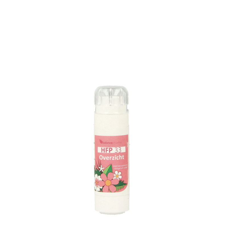 Balancepharma HPF033 Overzicht flowerplex herbal supplement in a 6g package, featuring dried flower ingredients for wellness.