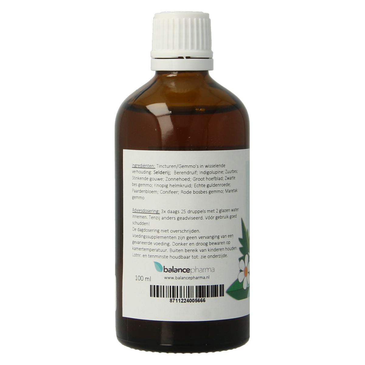Balancepharma Gemmoplex dieplymf herbal supplement bottle, 100ml, part of Balancepharma's kruidenpreparaten collection.