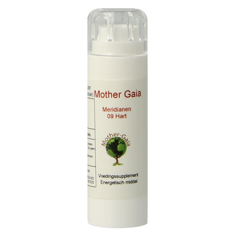 Mother Gaia Meridiaan 09 herbal preparation in a 6-gram package, featuring natural dried herbs for wellness.
