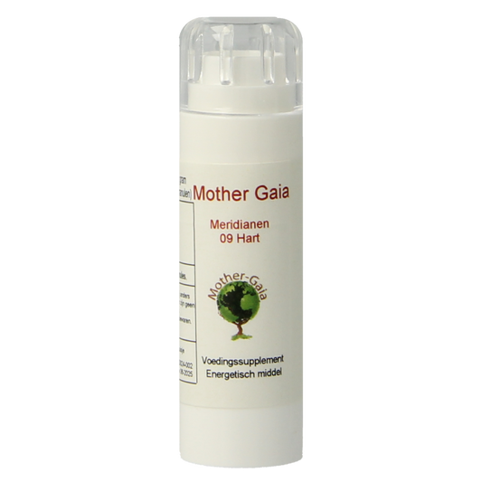 Mother Gaia Meridiaan 09 herbal preparation in a 6-gram package, featuring natural dried herbs for wellness.