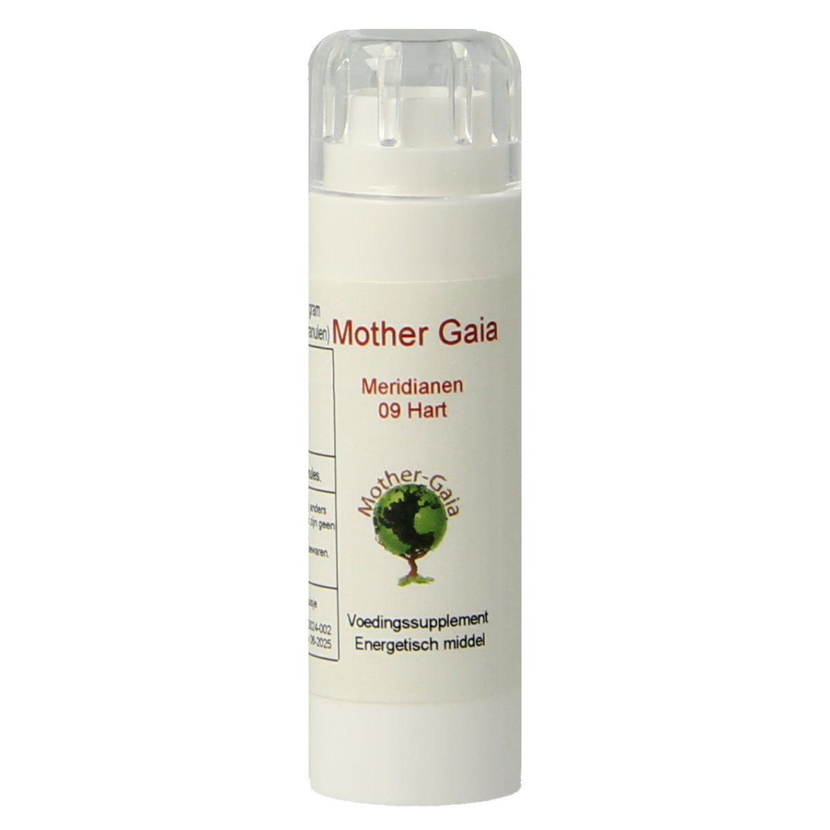 Mother Gaia Meridiaan 09 hart kruidenpreparaat in 6g packet, with herbal ingredients and natural packaging.