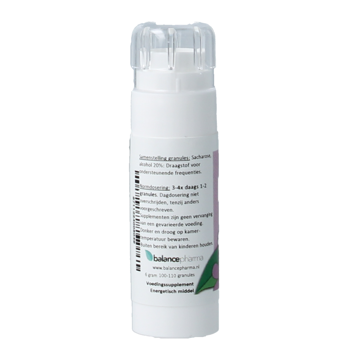 Balancepharma Koolhydraten allergoplex herbal supplement in a 6g packet, featuring natural ingredients and dietary support.