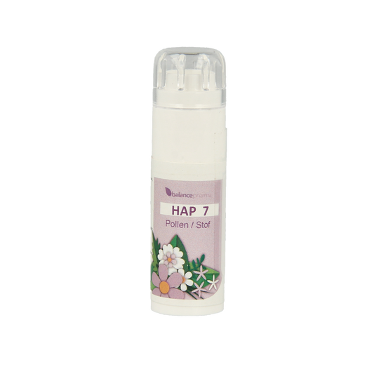 Balancepharma Pollen Stof Allergoplex herbal supplement in a 6g container, natural herbal preparation for allergy support.
