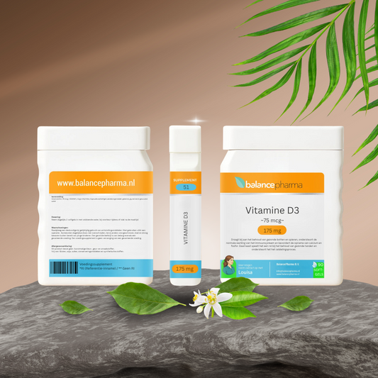 Balancepharma Vitamin D3 75mcg softgels, dietary supplement with 90 softgel capsules for immune support and bone health.