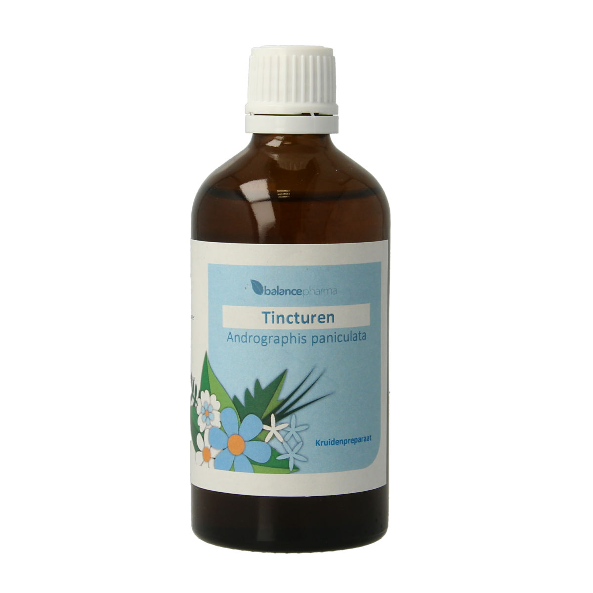 Balancepharma Andrographis paniculata tincture in a 100ml bottle, herbal supplement for wellness, with a clear label and dropper cap.