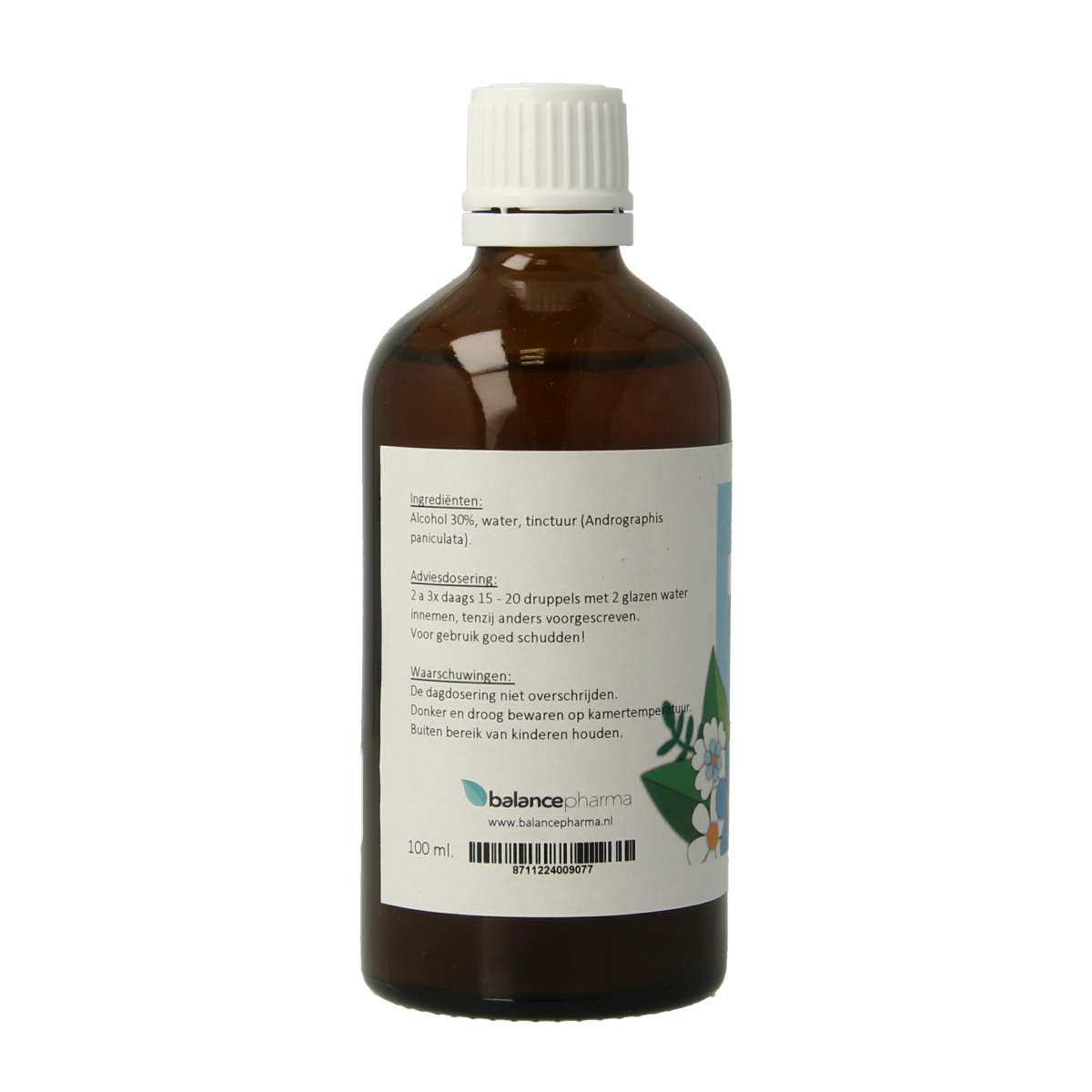 Balancepharma Andrographis paniculata tincture in a 100ml bottle, herbal supplement from Balancepharma for immune support.