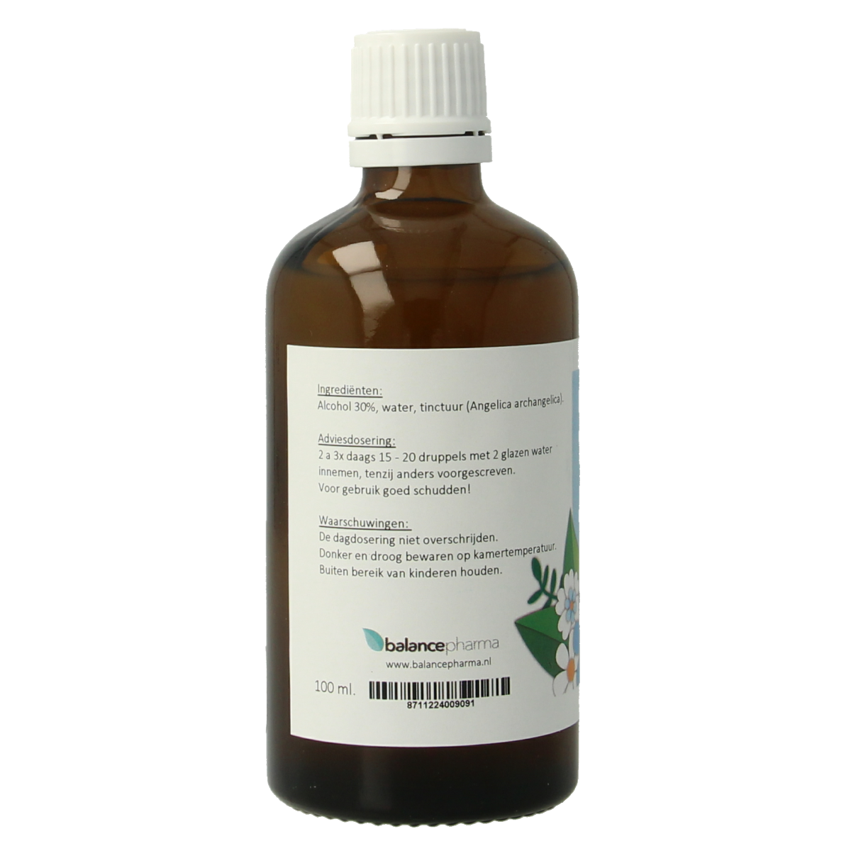 Balancepharma Angelica archangelica herbal tincture in a 100ml bottle, labeled as a herbal preparation from the Balancepharma brand.
