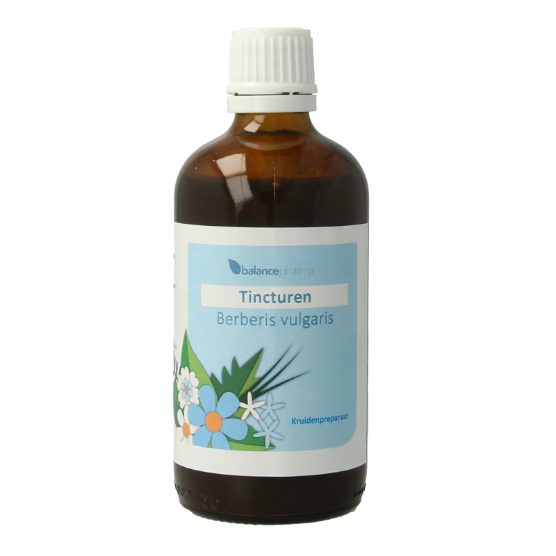 Balancepharma Berberis vulgaris tincture in a 100ml bottle, herbal preparation with yellow liquid, natural plant extract.