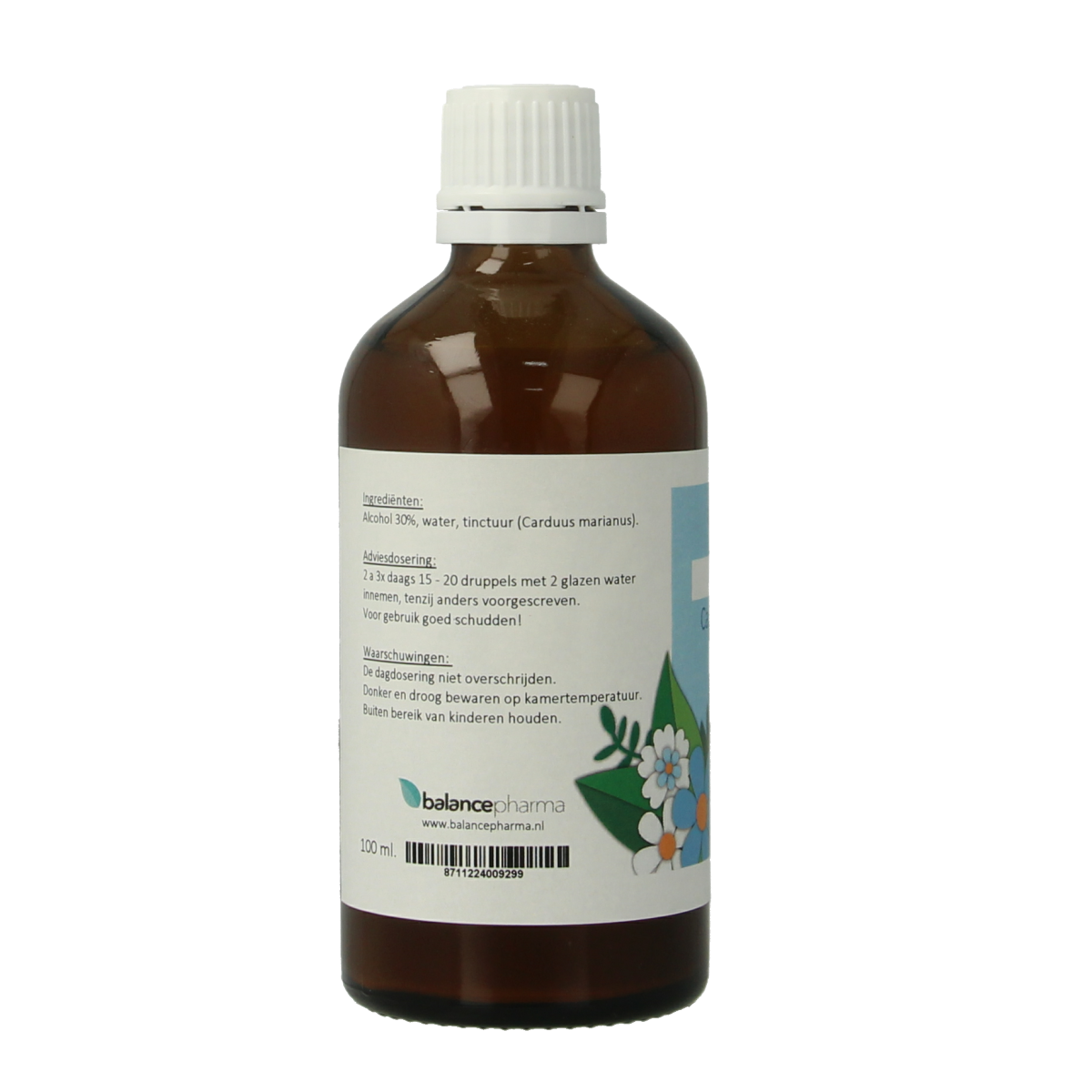 Balancepharma Carduus Marianus tincture in a 100ml bottle, herbal remedy for liver support, part of Balancepharma kruidenpreparaten.