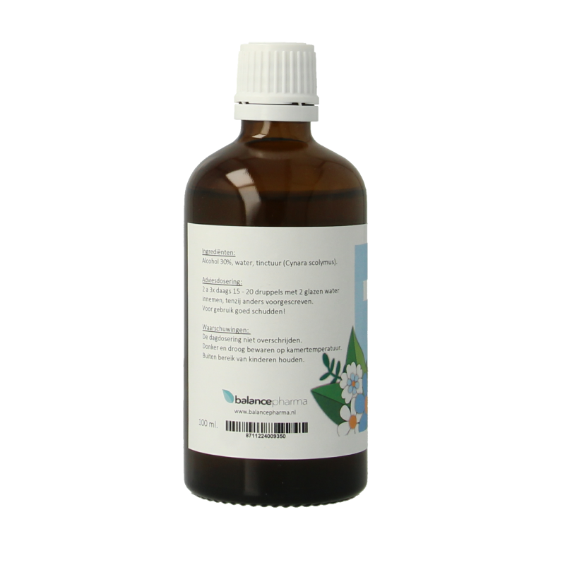Balancepharma Cynara scolymus tincture in a 100ml bottle, herbal remedy for liver support from Balancepharma.