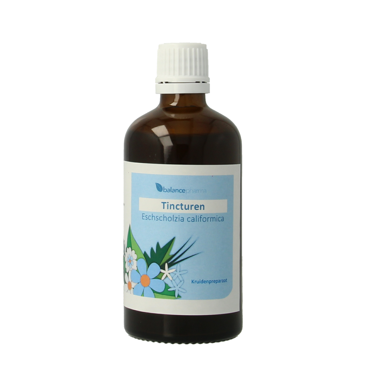 Balancepharma Eschscholzia californica tincture in a 100ml bottle, herbal supplement from Balancepharma for relaxation and herbal remedy.