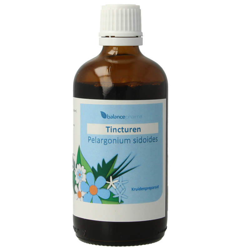 Balancepharma Pelargonium sidoides tincture bottle, herbal remedy for respiratory health, 100ml in a dark glass bottle with label