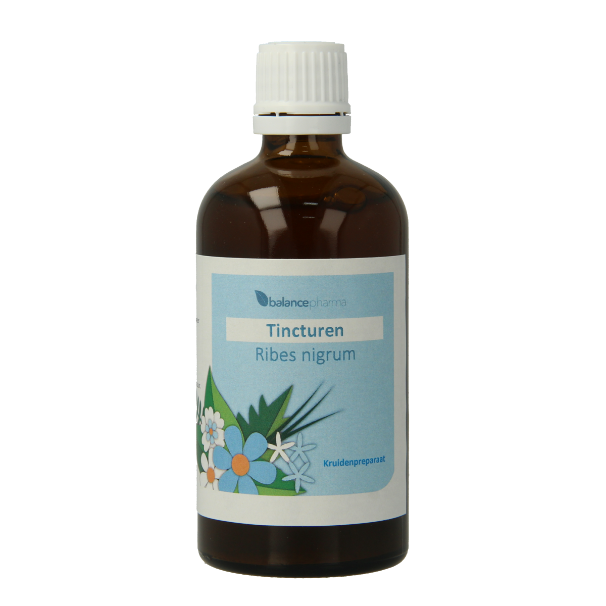Balancepharma Ribes nigrum tincture in 100ml bottle, herbal supplement from Kruidenpreparaten line, with bottle and label visible.