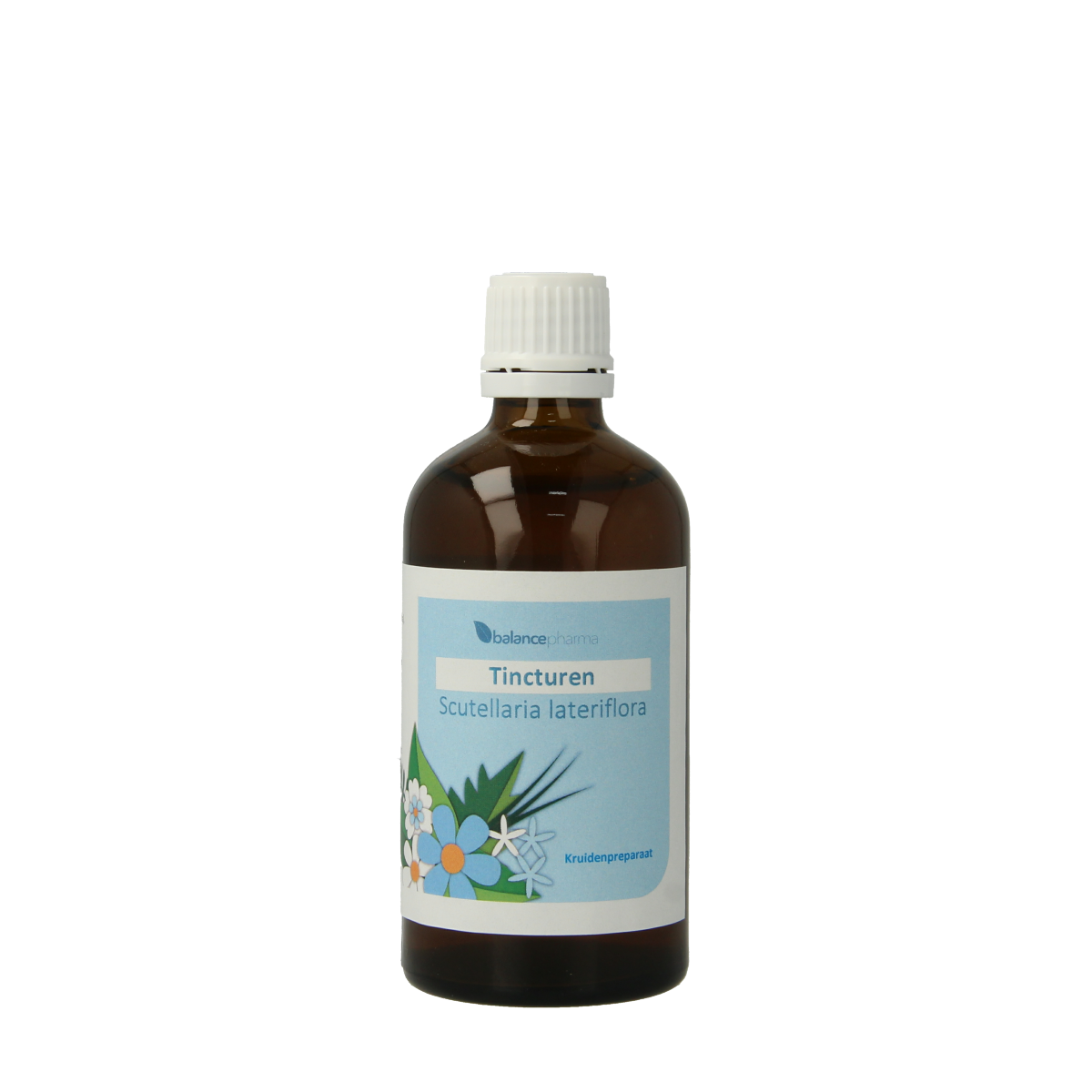 Balancepharma Scutellaria lateriflora tincture in a 100ml bottle, herbal supplement from Balancepharma's kruidenpreparaten line.