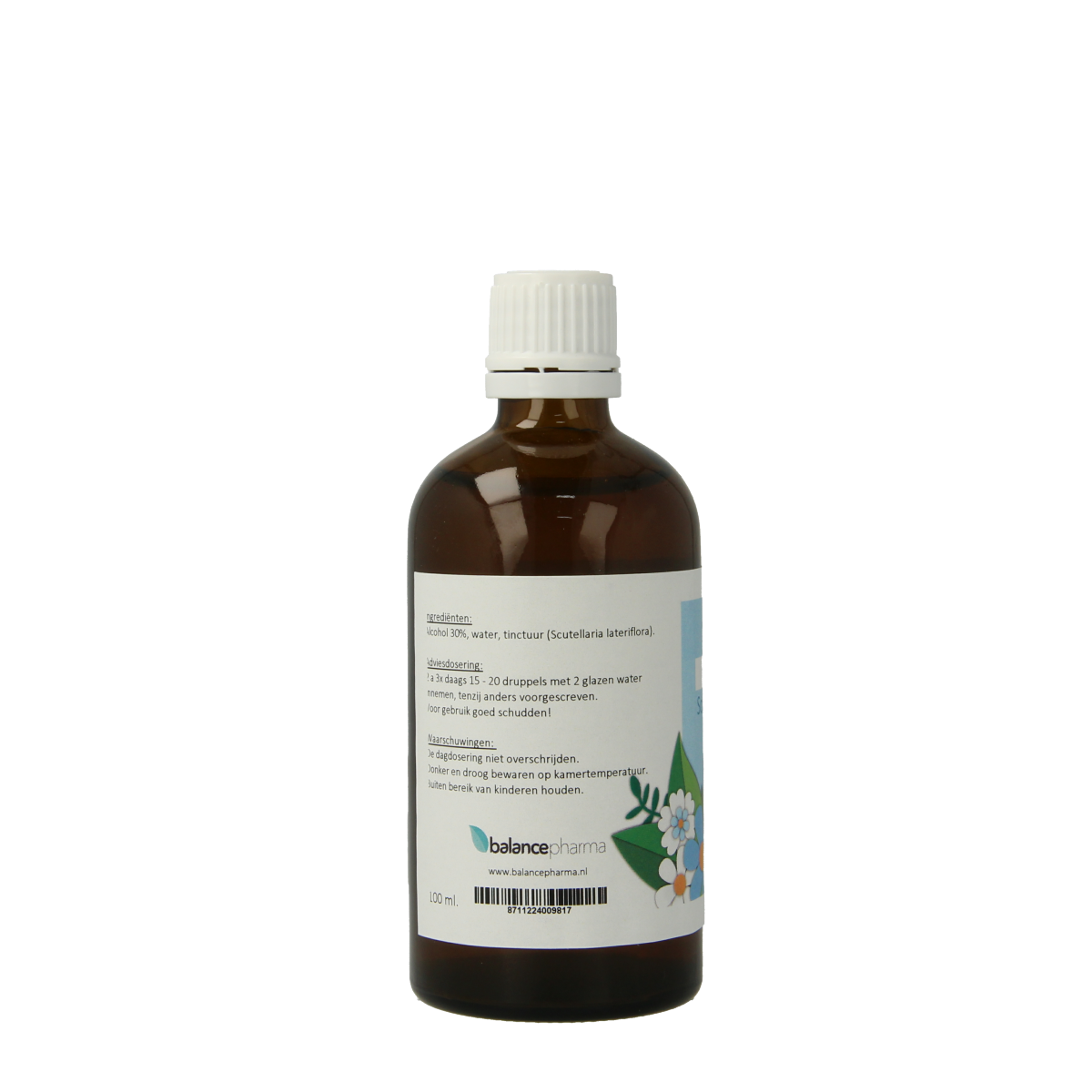 Balancepharma Scutellaria lateriflora tincture bottle, herbal remedy in 100ml size, part of Balancepharma's herbal preparations.
