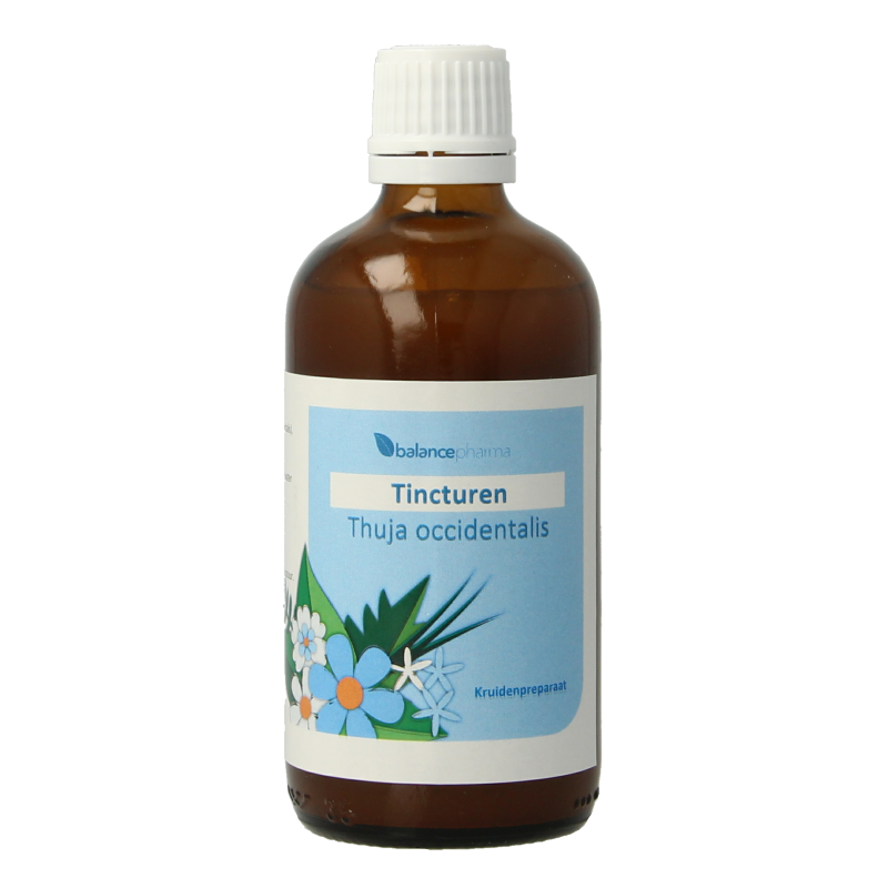 Balancepharma Thuja occidentalis tincture in 100ml bottle, herbal remedy from Balancepharma's kruidenpreparaten line.