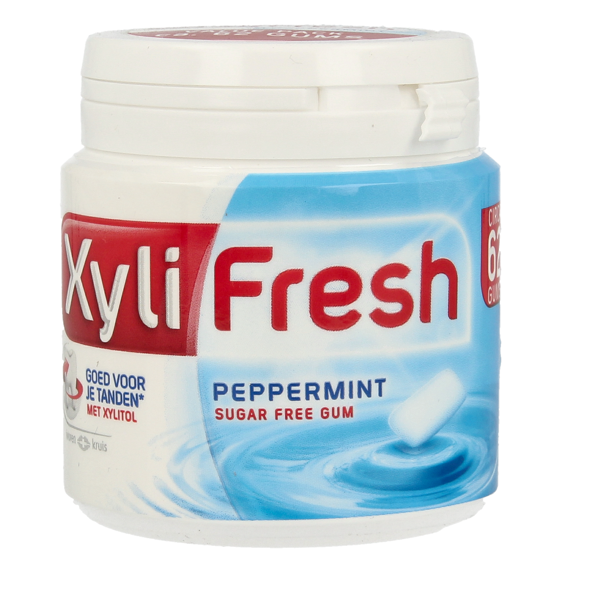 Xylifresh Peppermint snoepgoed in 93g package, showing fresh peppermint candies in colorful packaging.